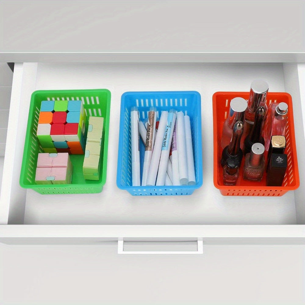10 Pack Colored Desktop Storage Basket, Plastic Storage Basket Suitable for Stationery, Snacks, Cosmetics, and Miscellaneous Items