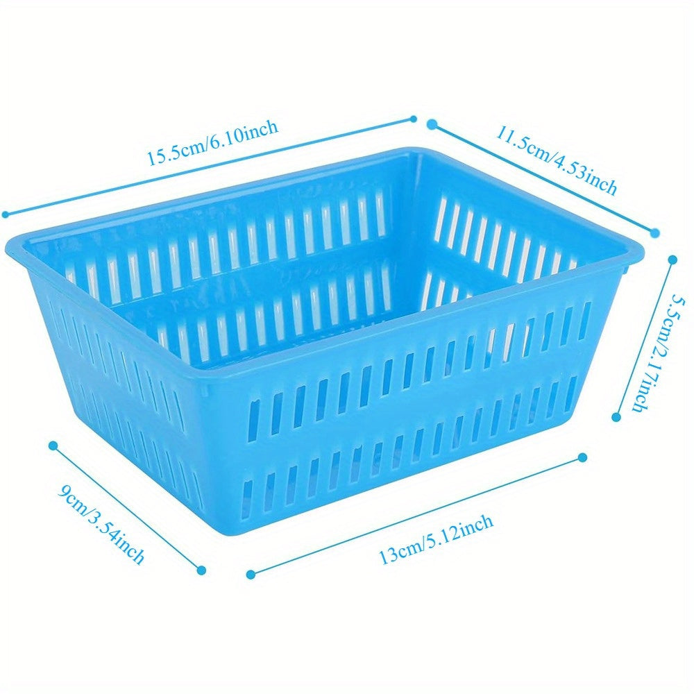 10 Pack Colored Desktop Storage Basket, Plastic Storage Basket Suitable for Stationery, Snacks, Cosmetics, and Miscellaneous Items