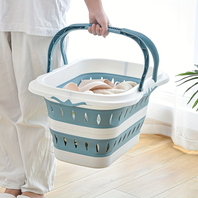 Folding Dirty Laundry Basket Household Clothes Storage Basket Bathroom Dirty Laundry Basket Plastic Laundry Blue, Laundry Baskets