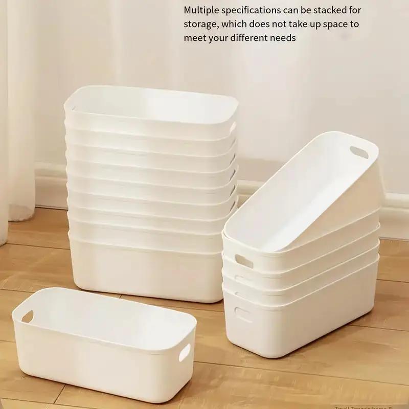 15pcs Stackable Plastic Storage Box With Handles - Multi-functional Finishing Basket For Homes, Offices And Wardrobes - Durable Stationery, Cosmetics, Socks, Lingerie, Space-saving Drawer Tissue
