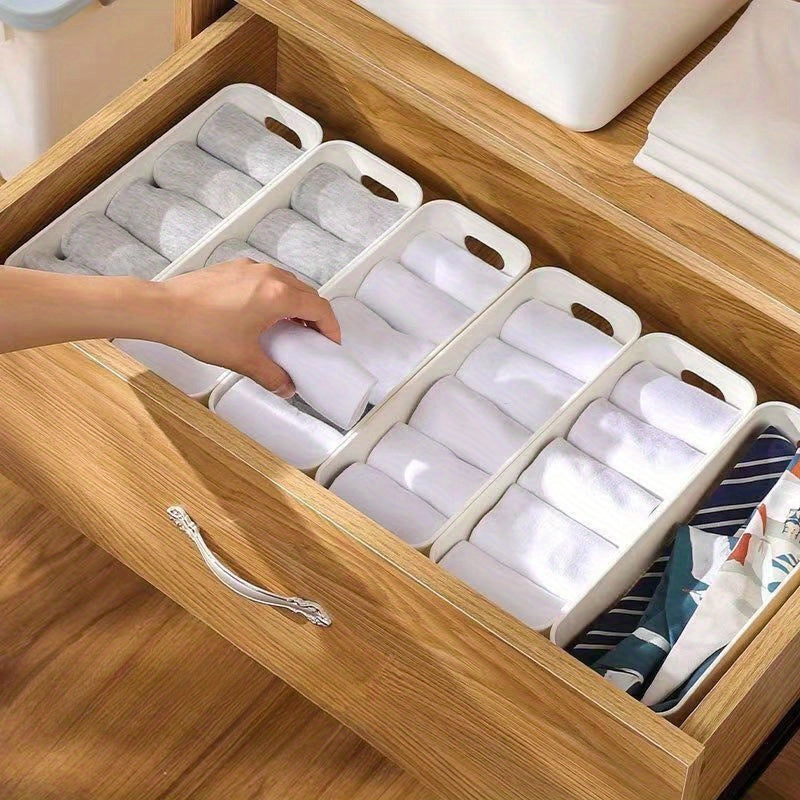 15pcs Stackable Plastic Storage Box With Handles - Multi-functional Finishing Basket For Homes, Offices And Wardrobes - Durable Stationery, Cosmetics, Socks, Lingerie, Space-saving Drawer Tissue