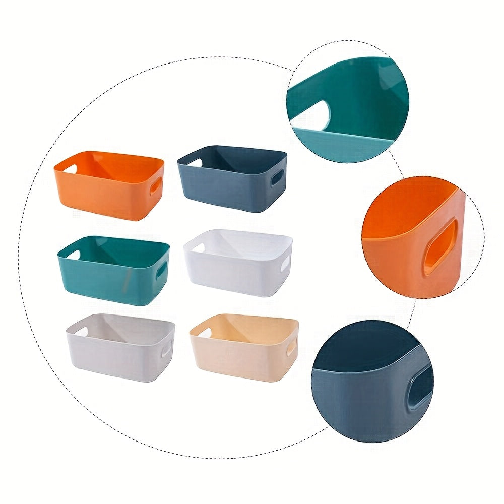 Waterproof 6pcs Colorful Plastic Storage Bins with Handles | Durable, Stackable, Waterproof | Home, Kitchen, Bathroom & Classroom Organizers
