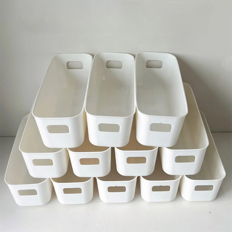 15pcs Stackable Plastic Storage Box With Handles - Multi-functional Finishing Basket For Homes, Offices And Wardrobes - Durable Stationery, Cosmetics, Socks, Lingerie, Space-saving Drawer Tissue