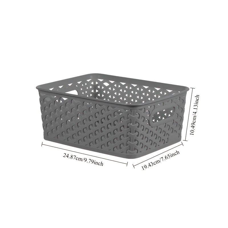 1pc Y-Weave PE Storage Basket - Lightweight, Square Organizer for Closet, Bedroom, Home, Dorm - Space-Saving Clothes and Blanket Container with Handles