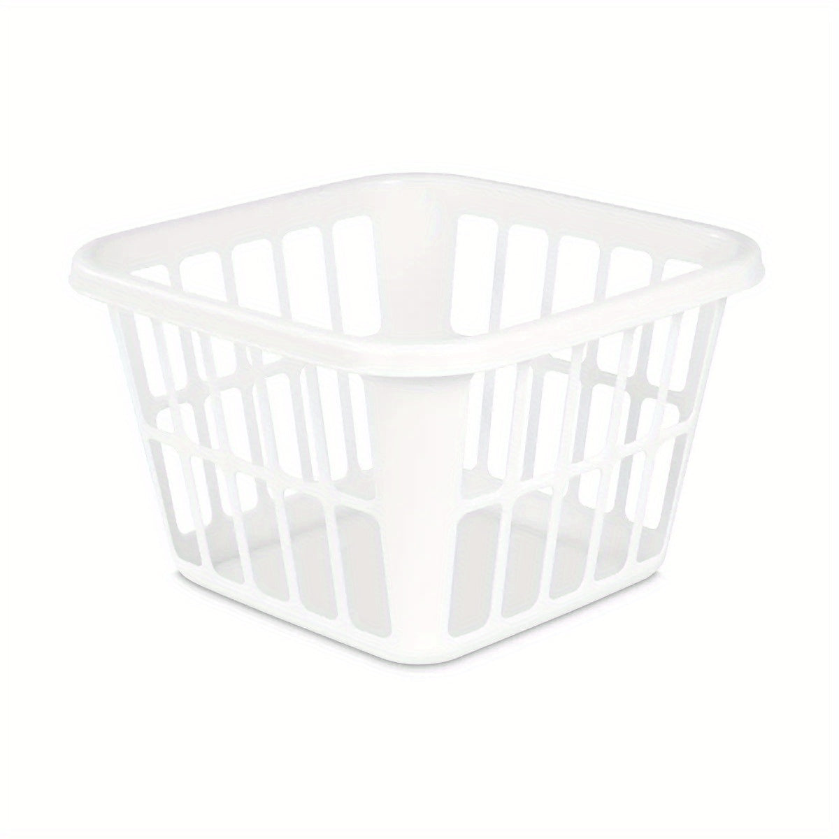 Medium White Plastic Laundry Basket with Built-In Handles â Portable Rectangular Hamper for Clothes Storage, Durable and Easy to Carry, Room Organization | Simple Functionality | Lightweight Construction, Laundry Baskets