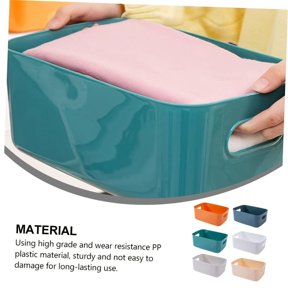 Waterproof 6pcs Colorful Plastic Storage Bins with Handles | Durable, Stackable, Waterproof | Home, Kitchen, Bathroom & Classroom Organizers