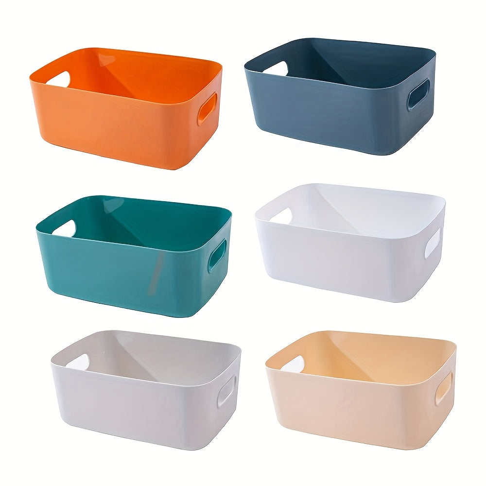 Waterproof 6pcs Colorful Plastic Storage Bins with Handles | Durable, Stackable, Waterproof | Home, Kitchen, Bathroom & Classroom Organizers