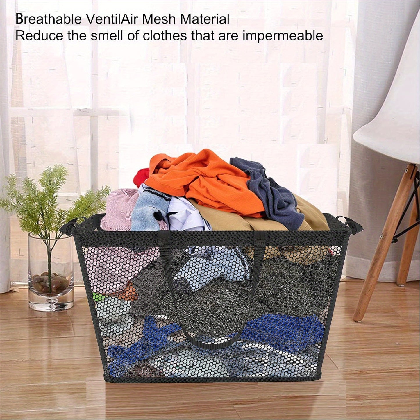 .4L Large Laundry Basket Collapsible Laundry Hamper with PEVA Waterproof Material Clothes Bag Storage Basket Bin for Laundry, Bedroom and Domitory