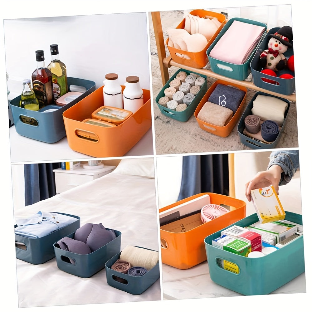 Waterproof 6pcs Colorful Plastic Storage Bins with Handles | Durable, Stackable, Waterproof | Home, Kitchen, Bathroom & Classroom Organizers
