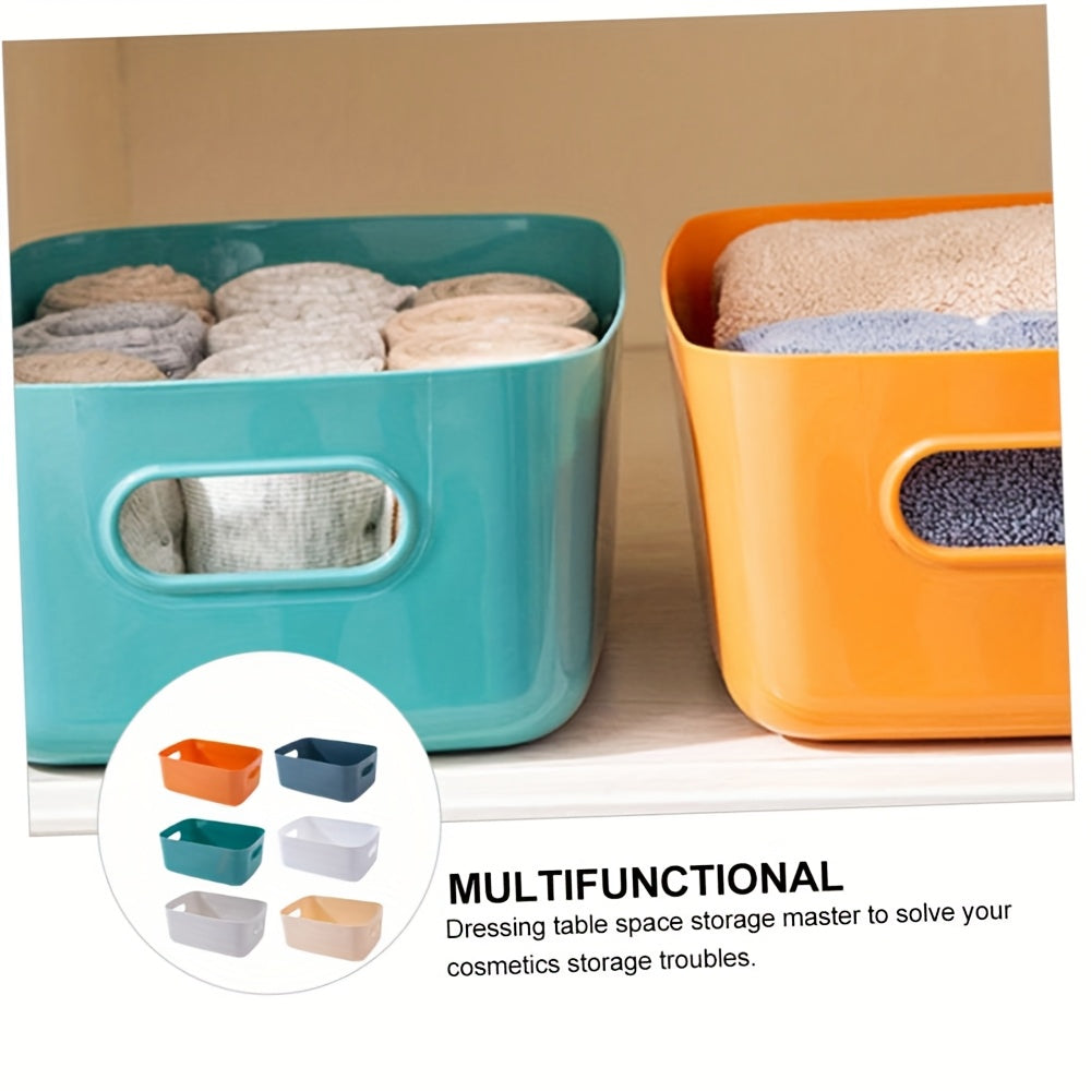 Waterproof 6pcs Colorful Plastic Storage Bins with Handles | Durable, Stackable, Waterproof | Home, Kitchen, Bathroom & Classroom Organizers